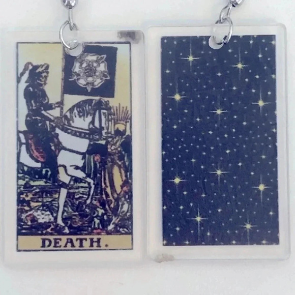 “Death” Tarot Card Handmade Drop Earrings - Picture 3 of 4